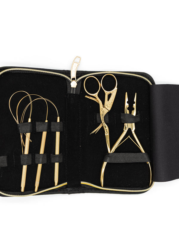 Dripping in gold hair extension tool kit