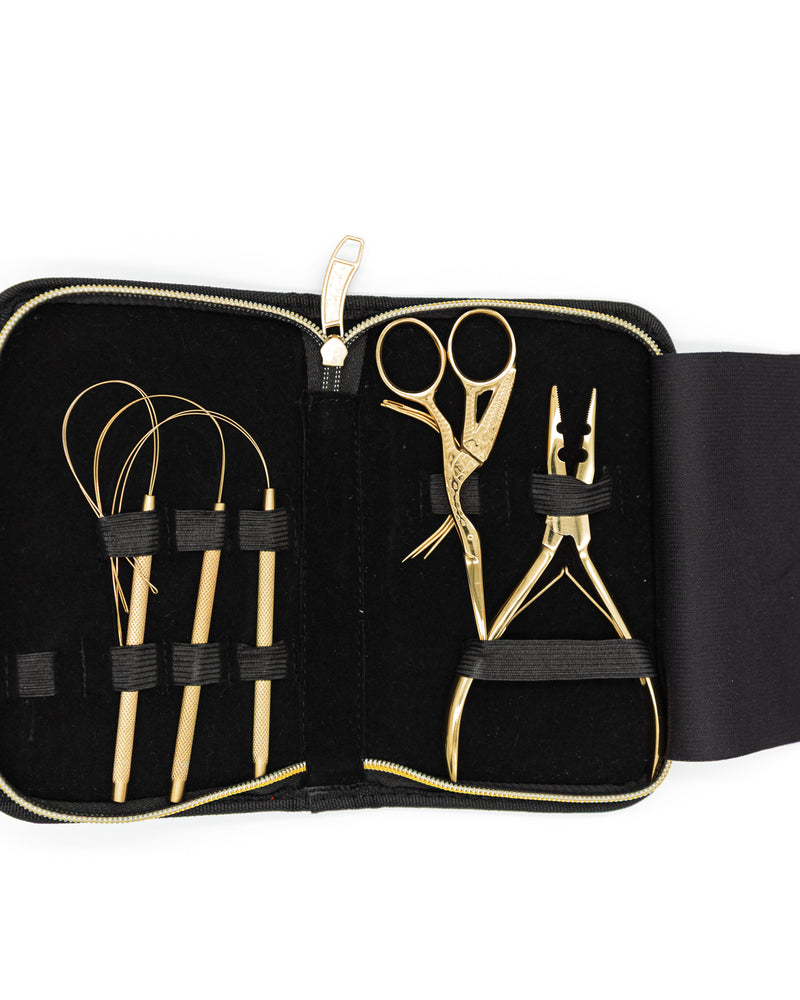 Dripping in gold hair extension tool kit