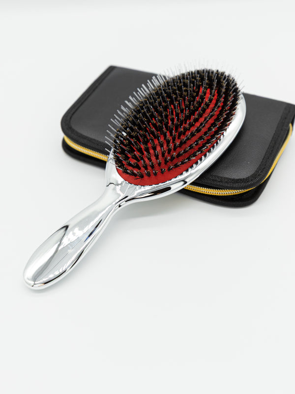 Hair Society boar bristle/nylon brush (silver)