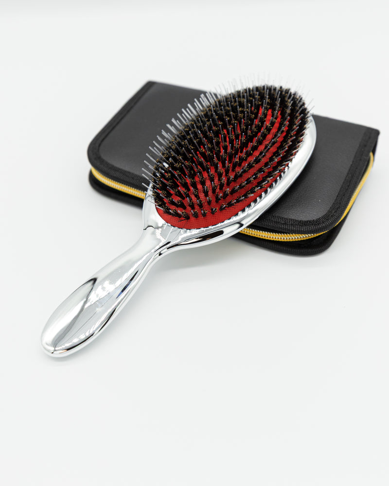 Hair Society boar bristle/nylon brush (silver)